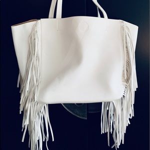 White Faux Leather Fringe bag